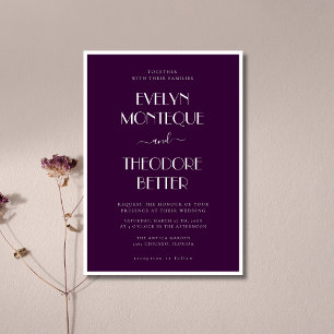 Deep Plum Elegant Estate Luxury Whimsical Wedding Invitation