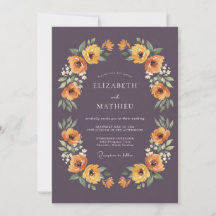 Deep Plum Floral Flourish Wedding Invitation