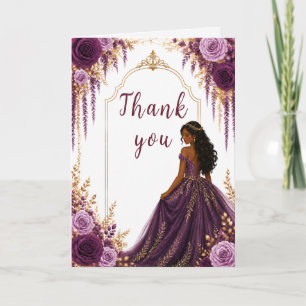 Deep Plum Floral Sweet Sixteen Party Thank You Card