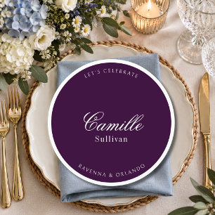 Deep Plum Formal Round Wedding Guest Place Programme