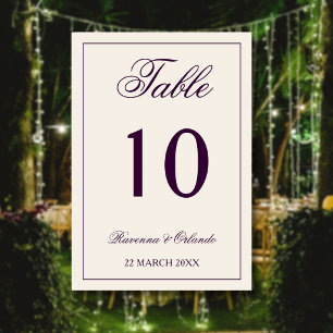 Deep Plum Ivory Old Money Formal Frame Wedding Table Number