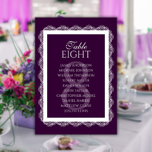 Deep Plum Lace Doily Wedding Seating Chart Table Number