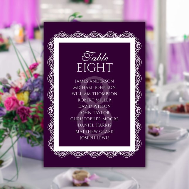 Deep Plum Lace Doily Wedding Seating Chart Table Number (Creator Uploaded)