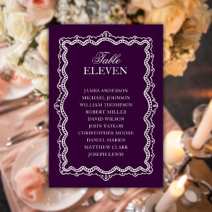 Deep Plum Lace Old Money Wedding Seating Chart Table Number