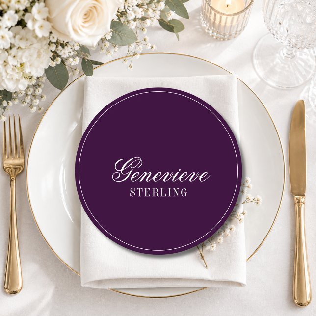 Deep Plum Quiet Round Wedding Guest Place Programme (Creator Uploaded)