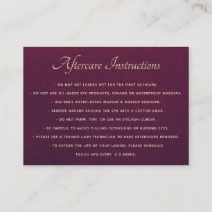 Deep Purple AfterCare for Lash Extensions Business Card
