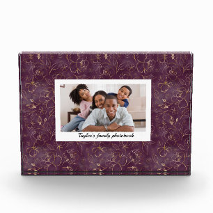 Deep Purple and GOld Florals Personalized Family Photo Block