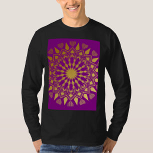 Deep Purple And Gold Mandala Floral Pattern T-Shirt