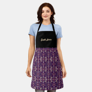 Deep Purple and Muted Earthy Abstract Geometri Apron