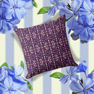 Deep Purple and Muted Earthy Abstract Geometri Cushion