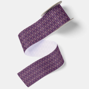 Deep Purple and Muted Earthy Abstract Geometri Satin Ribbon
