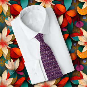 Deep Purple and Muted Earthy Abstract Geometri Tie