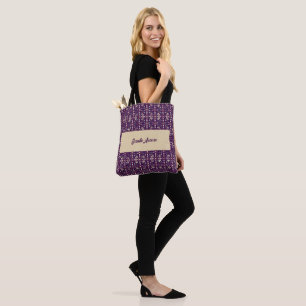 Deep Purple and Muted Earthy Abstract Geometri Tote Bag