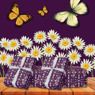 Deep Purple and Muted Earthy Abstract Geometri Wrapping Paper