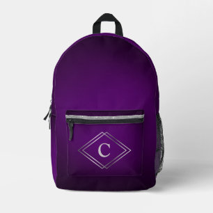 Deep Purple and Silver Printed Backpack