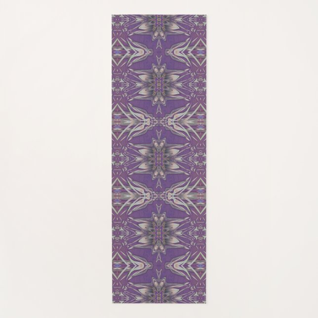 Deep Purple Art Nouveau Deco Kaleidoscopic Fractal Yoga Mat (Front)