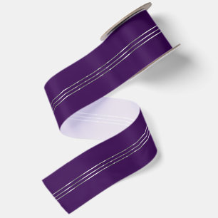 Deep Purple Background Shiny Silver Stripes Satin Ribbon