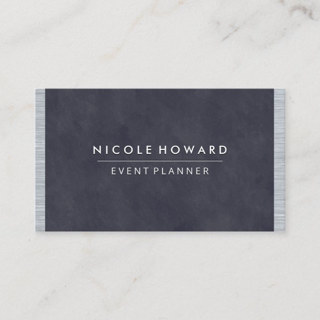 Deep Purple Blue Texture Metal  Trim Business Card (Front)