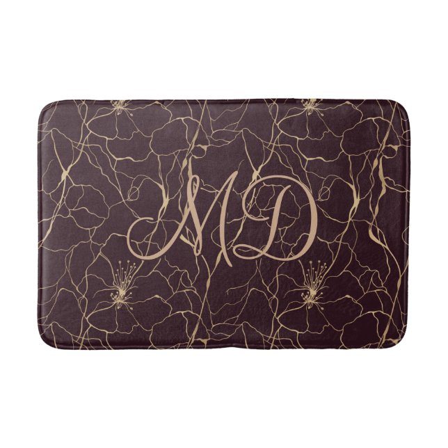 Deep Purple Chic Modern Aesthetic Bath Mat (Front)