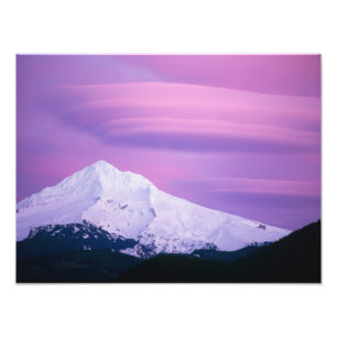 Deep purple clouds surround Mount Hood, in Photo Print