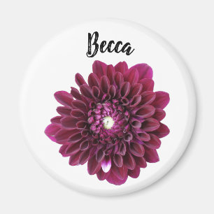 Deep Purple Dahlia Flower Personalised Magnet