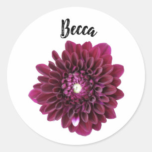 Deep Purple Dahlia Flower Personalised Sticker