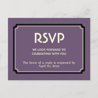 Deep purple deco wedding enclosure response card