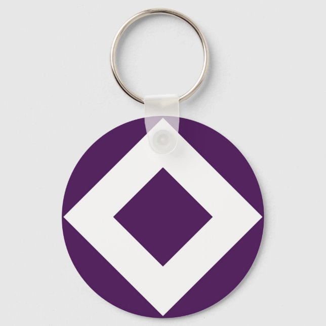 Deep Purple Diamond, Bold White Border Key Ring (Front)