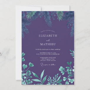 Deep Purple Eucalyptus Wedding Invitation