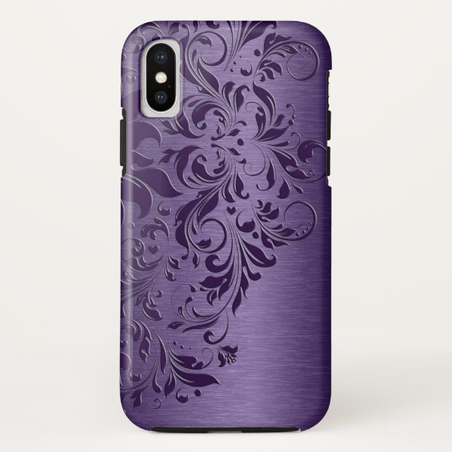 Deep Purple Floral Lace Case-Mate iPhone Case (Back)