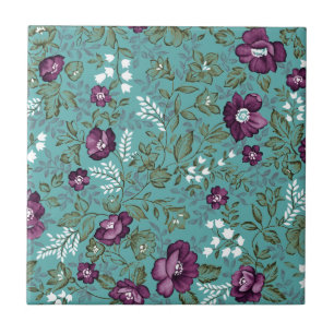 Deep Purple Floral Tile