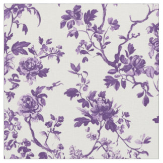 Deep Purple Floral Toile Fabric