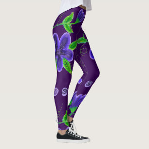 Deep Purple Flowered Leggings