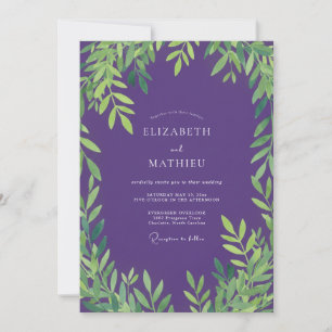 Deep Purple Foliage Eucalyptus Wedding Invitation