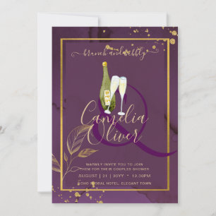 DEEP PURPLE GOLD LEAVES Wedding Invite