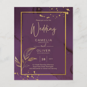 DEEP PURPLE GOLD LEAVES Wedding Invite Flyer