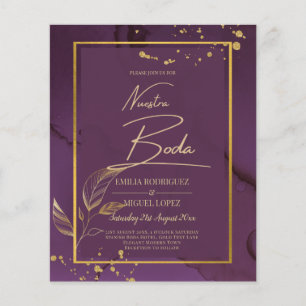 DEEP PURPLE GOLD LEAVES Wedding Invite Flyer