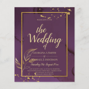 DEEP PURPLE GOLD LEAVES Wedding Invite Flyer