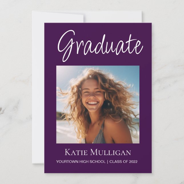 Deep Purple Graduation Announcement Photo  (Front)