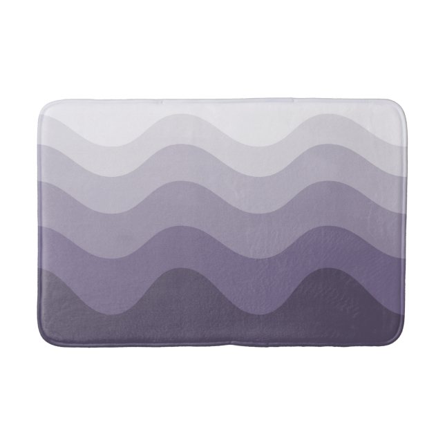 Deep Purple Gray Wavey Stripe Modern Bath Mat (Front)