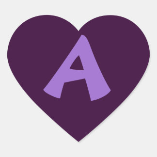 Deep Purple Heart Shaped Letter Sticker