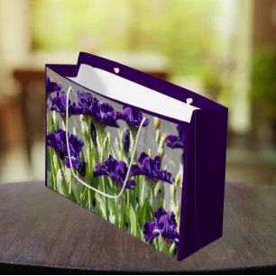 Deep Purple Irises Floral Large Gift Bag