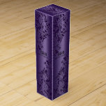Deep purple lace and metallic texture. wine box<br><div class="desc">Personalise your wine gift box with your initials and names.
Purple metallic texture with deep purple swirly lace accent and customisable text.</div>
