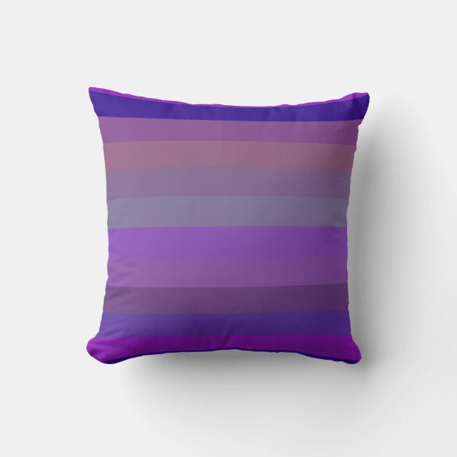 Deep Purple & Lavender Horizontal Stripes Cushion (Front)