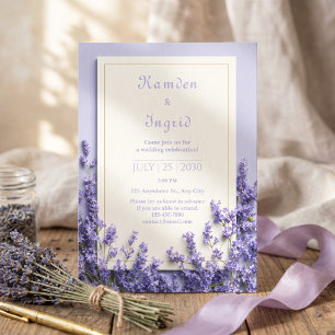 Deep Purple Lavender Rustic Gold Frame Invitation