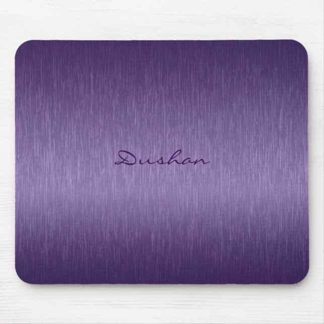 Deep Purple Metallic Design Brushed Aluminium Look Mouse Pad (Front)