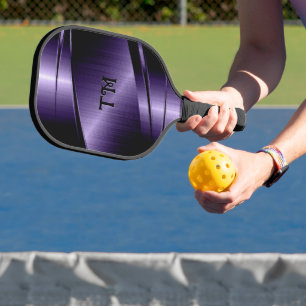 Deep purple metallic texture geometric design pickleball paddle