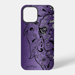Deep Purple Metallic Texture Lion Sugar Skul Case- iPhone 12 Pro Case