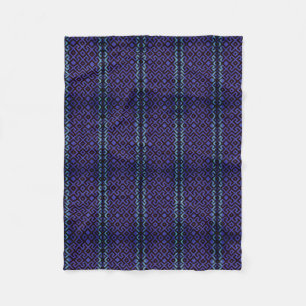 Deep Purple Navy Striped Pattern Fleece Blanket