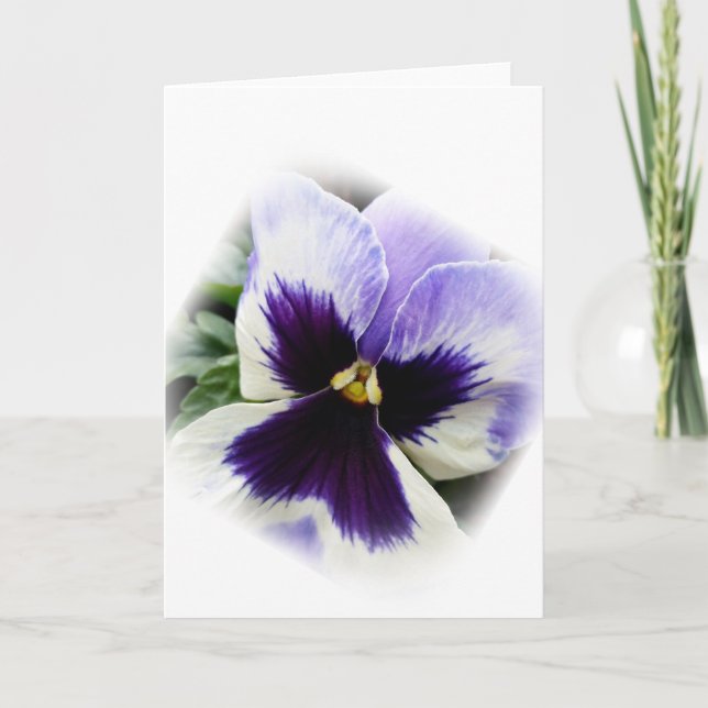 deep purple on white pansy card (Front)